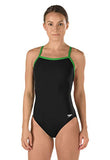 Solid Flyback Training Suit - Speedo Endurance+(black/green) - Olym's Swim Shop