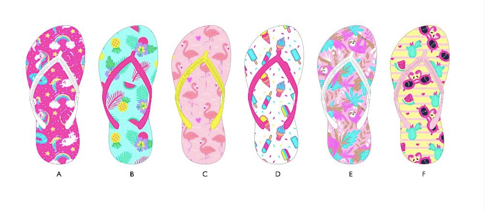 Girls Printed Flip Flops Tropical