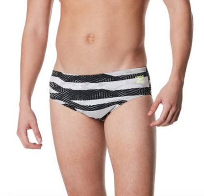 SPEEDO MEN’S CONTORT STRIPES BRIEF SWIMSUIT