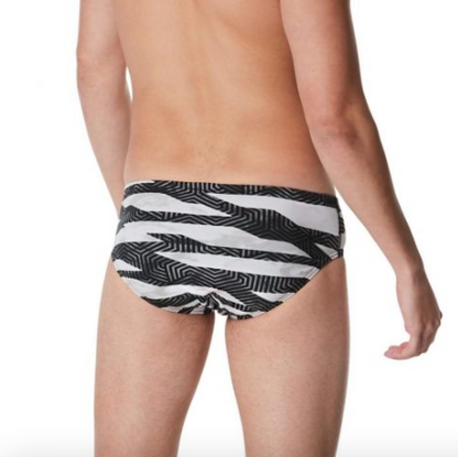 SPEEDO MEN’S CONTORT STRIPES BRIEF SWIMSUIT