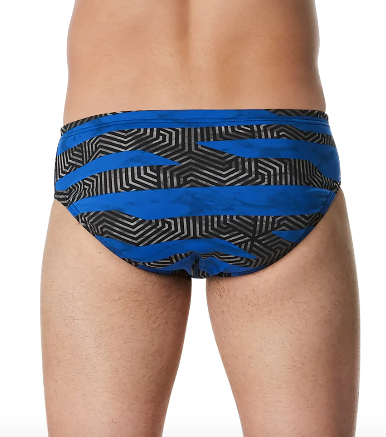 SPEEDO MEN’S CONTORT STRIPES BRIEF SWIMSUIT