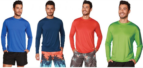 Men's Fashion Long Sleeve Rash Guards w/ Printable Fabric - Assorted Colors
