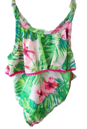 Swim-Style Girl's Small One-Piece (lime pink floral) - Olym's Swim Shop