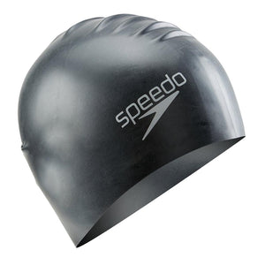 Speedo Silicone Long Hair Swim Cap (black) - Olym's Swim Shop