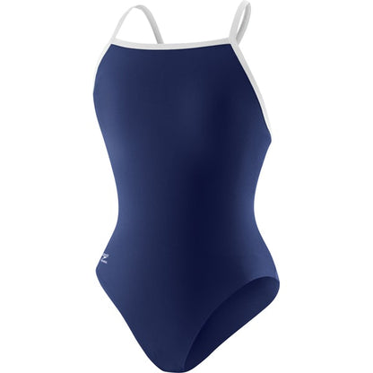 Solid Flyback Training Suit - Speedo Endurance+ (navy/white) - Olym's Swim Shop