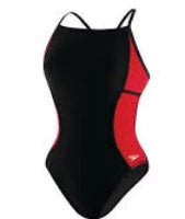 Speedo Girls Sprint Splice PowerPLUS (black/red) - Olym's Swim Shop
