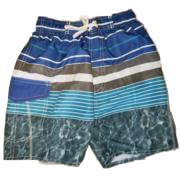 Swim-Style Boys Stripe/Water Design Shorts (blue) - Olym's Swim Shop