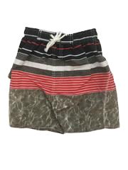 Swim-Style Boys Stripe/Water Design Shorts (red) - Olym's Swim Shop