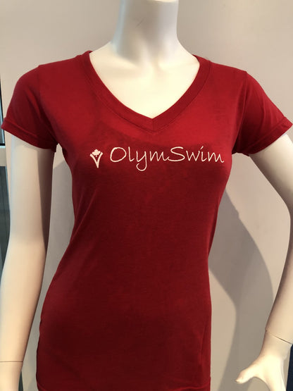 OLYMSWIM T-SHIRTS (V-NECK ADULT)- assorted colours - Olym's Swim Shop